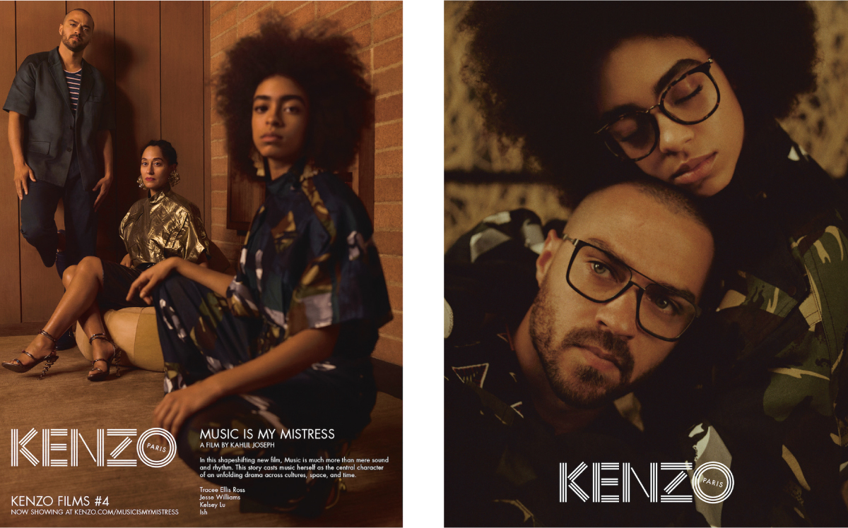 At the Los Angeles’s Underground Museum, Kenzo’s creative directors Carol Lim and Humberto Leon celebrated the premiere of a new Kenzo campaign film, the Kahlil Joseph-directed Music is My Mistress, showcasing Kenzo’s kaleidoscopic spring/summer 17 collections. The short film is the fourth in a series of campaign movies commissioned by Kenzo, and stars actor and activist Jesse Williams, emerging musical talent Kelsey Lu, musician Ish, and Golden Globe winning actress Tracee Ellis Ross. Eschewing linear narrative in favour of divergent glimpses into a bigger story, the picture is an amalgamation of rhythms, visions, and moods, driven always by music. Courtesy Jane Helpern Vice